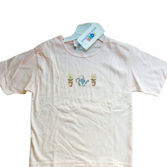 Eagle’s Eye Kids 10/12 10 12 M Medium Pink Shirt Top Watering Can Flowers NWT - Picture 1 of 3